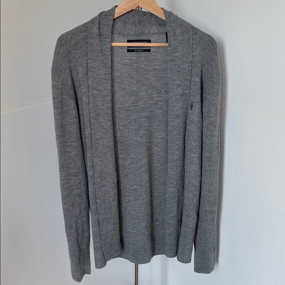 Men’s AllSaints open Merino cardigan. 
Size Medium